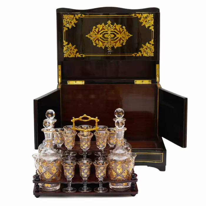 Bar de voyage de style Boulle d`epoque Napoleon III, XIXe siècle.