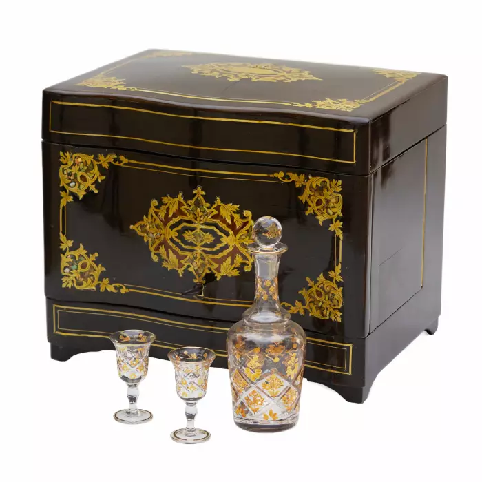 Bar de voyage de style Boulle d`epoque Napoleon III, XIXe siècle.