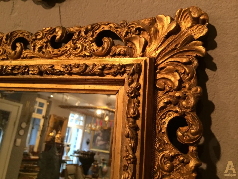 The mirror in a carved frame