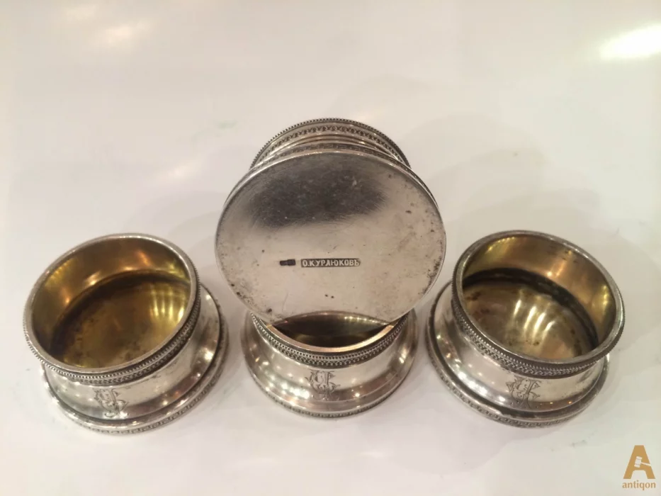 Russian silver salt shakers by Kurlyukov. 