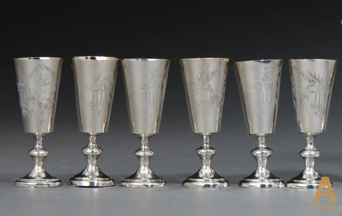 Silver set for vodka. Russia