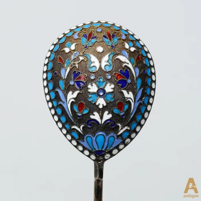 Russian silver spoon with enamel