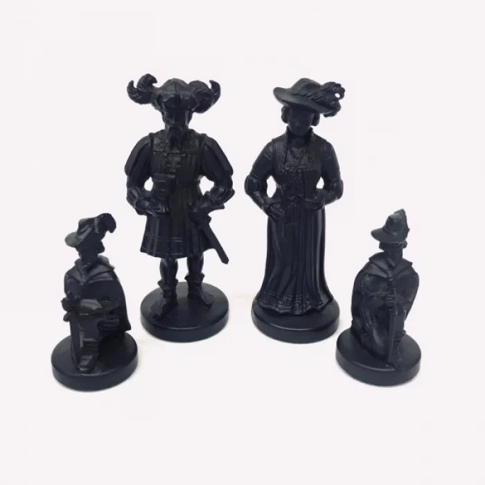 A set of chess pieces in the style of historicism. 