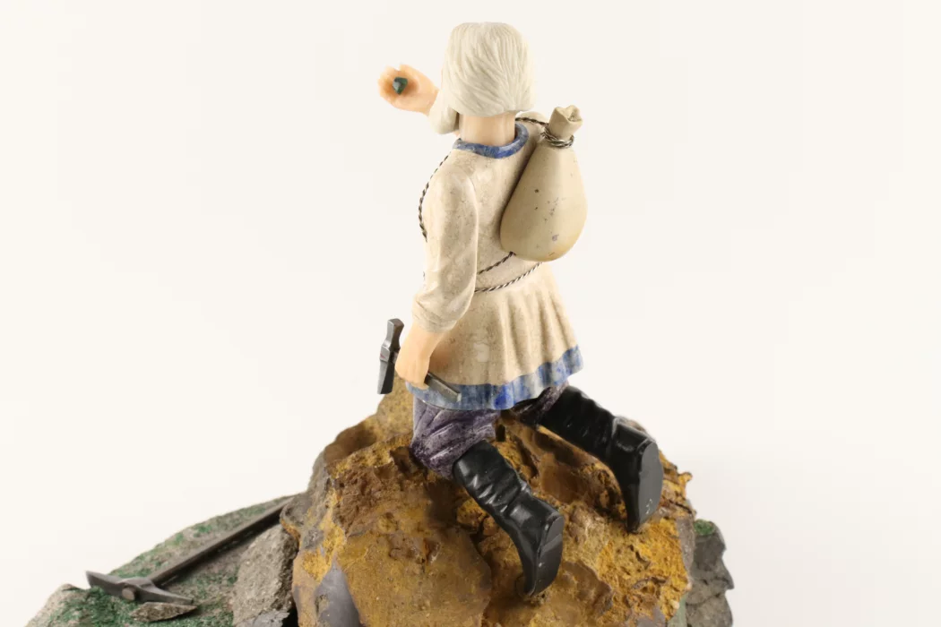 Stone-cut figurine Stone Seeker in Faberge style. 