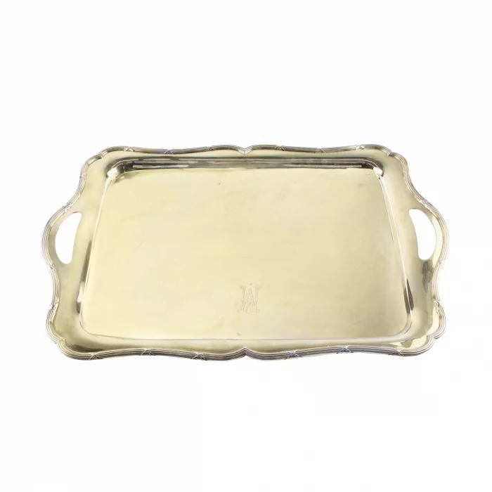 Silver gold plated serving tray