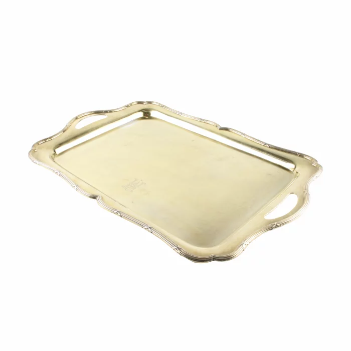 Silver gold plated serving tray