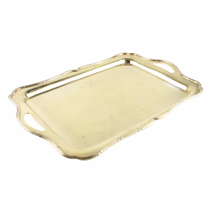 Silver gold plated serving tray