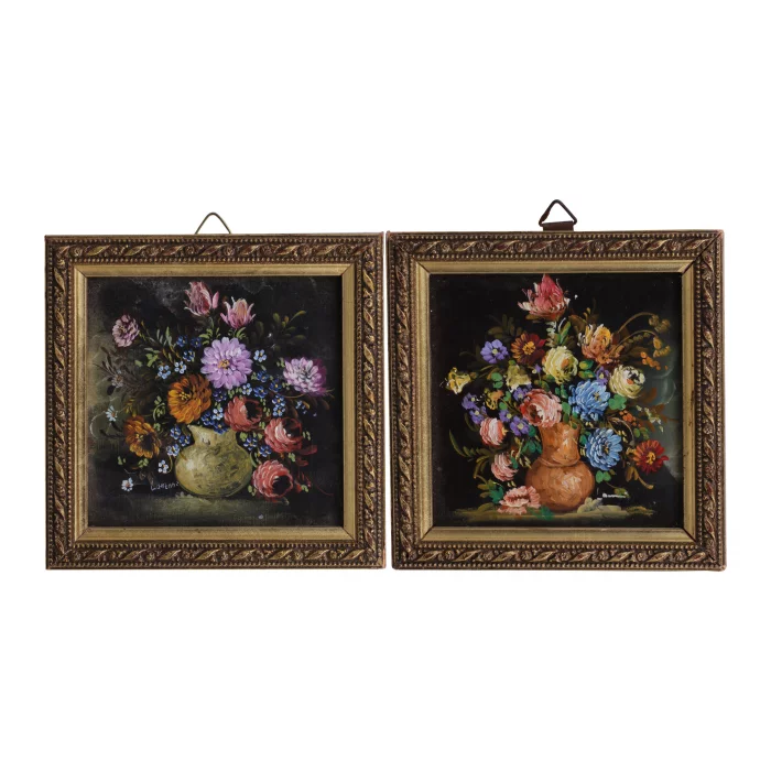 A pair of still lifes Flowers