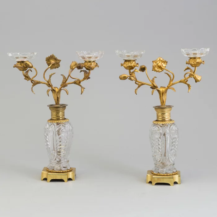 Pair of gilded brass-bronze candlesticks 