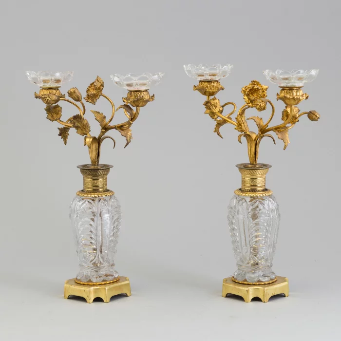 Pair of gilded brass-bronze candlesticks 