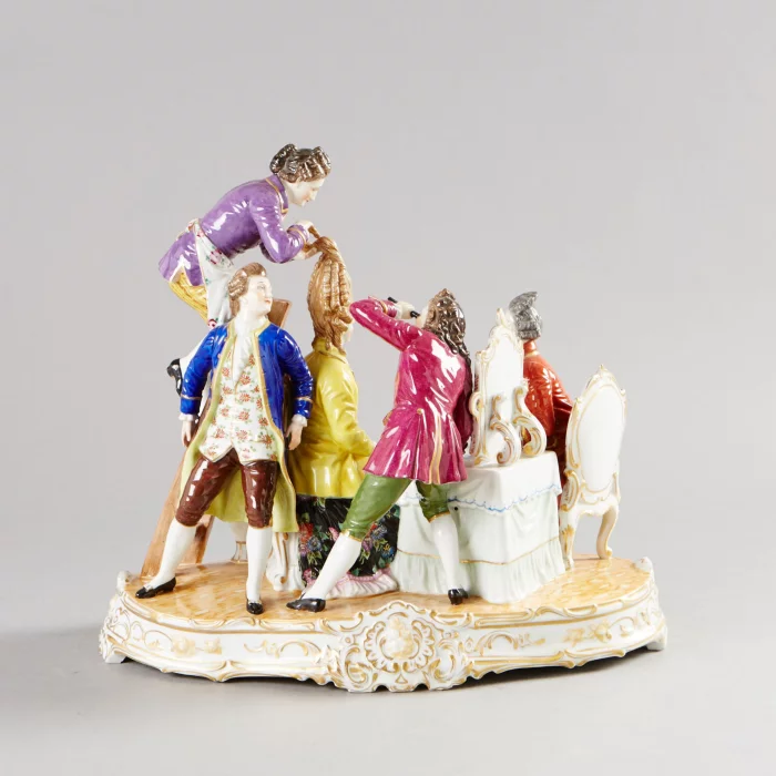 Groupe de porcelaine Coiffeur