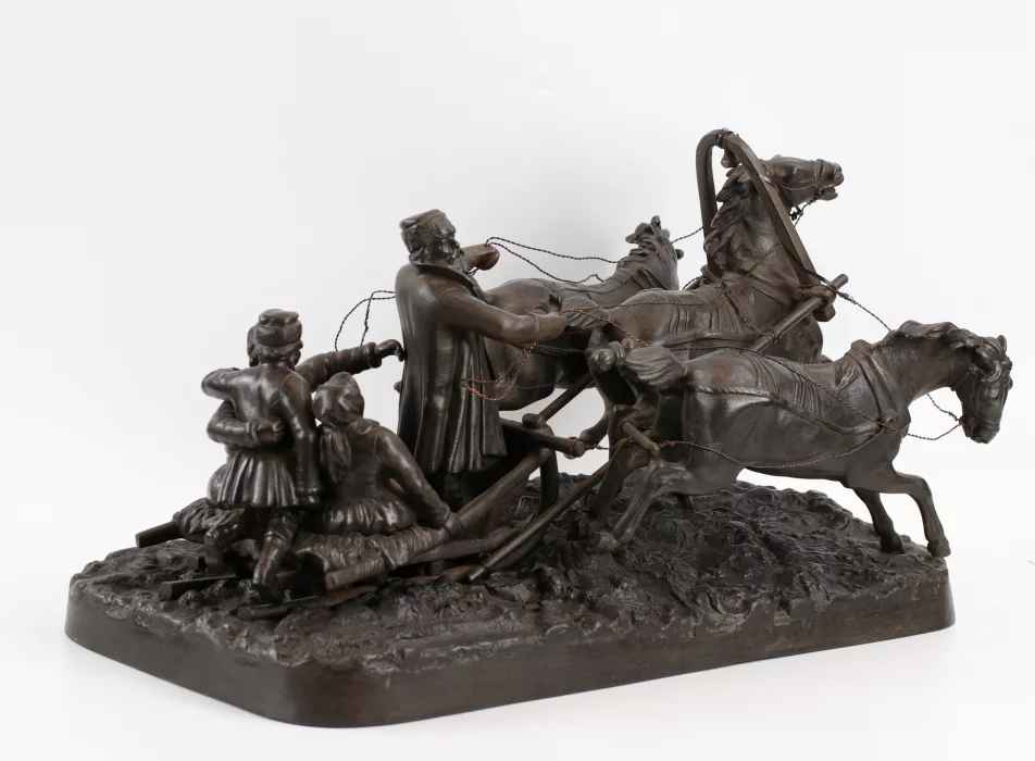 Composition sculpturale « Troïka en hiver » E.NAPS « . 