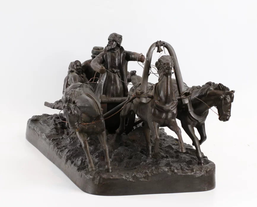 Composition sculpturale « Troïka en hiver » E.NAPS « . 