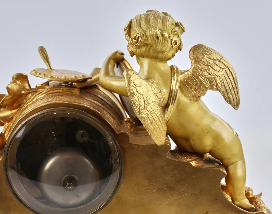 Pendule de cheminee Allegories de la peinture en bronze 