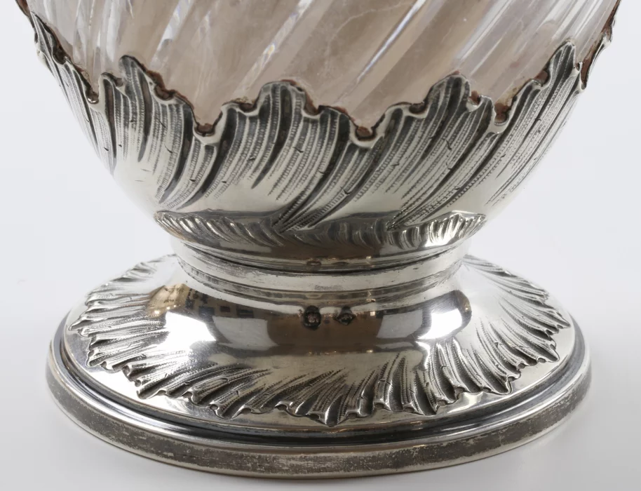 French silverwork crystal wine jug