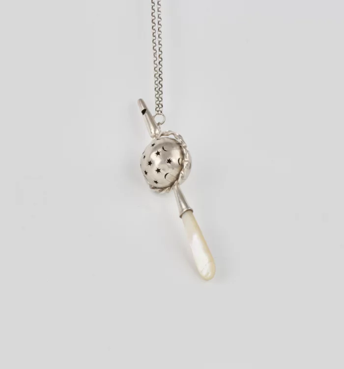 Silver baby rattle