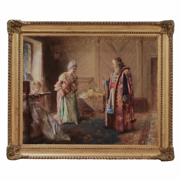 Peinture de genre Première reverence 1904. Pass Israël Abramovich
