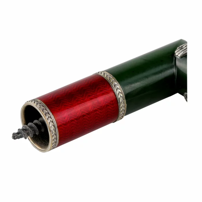 Manche de canne en argent, email et jade. Faberge, Julius Rappoport.