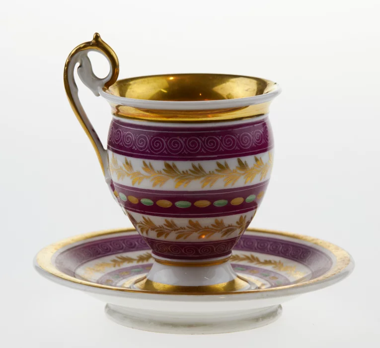 French porcelain teacup and saucer.