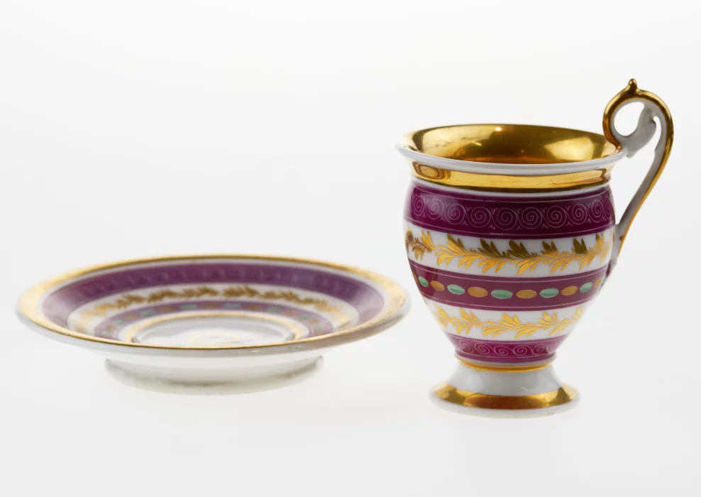 French porcelain teacup and saucer.