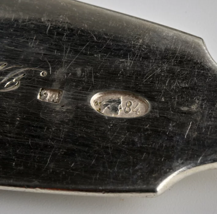 Six silver Russian tablespoons.