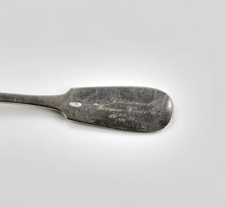 Six silver Russian tablespoons.