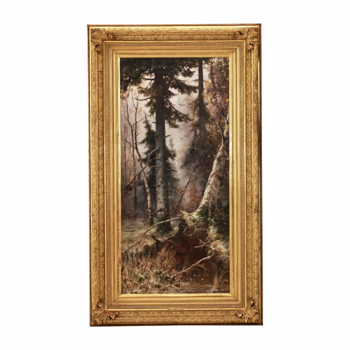 Paysage Brouillard dans la forêt, Julius von Klever, 1894.
