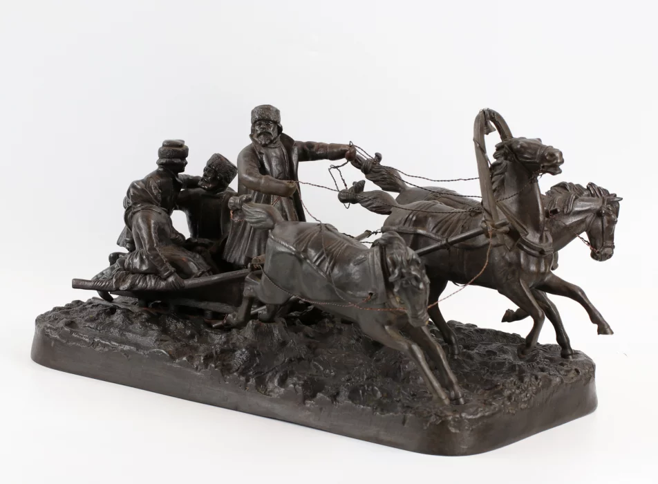Composition sculpturale « Troïka en hiver » E.NAPS « . 