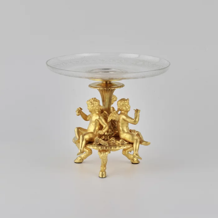 NAPOLEON III STYLE GILT BRONZE AND GLASS CENTREPIECE. ESCALIER DE CRISTAL, PARIS. FRANCE, SECOND HALF OF THE 19TH CENTURY