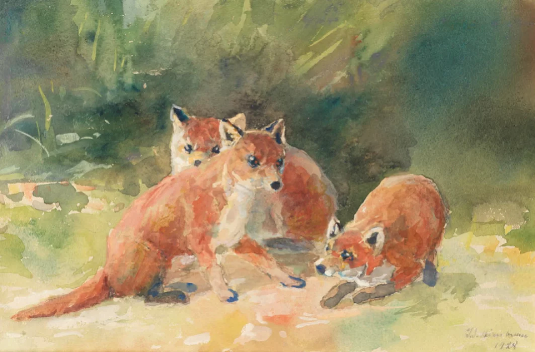 Tableau Trois renards 