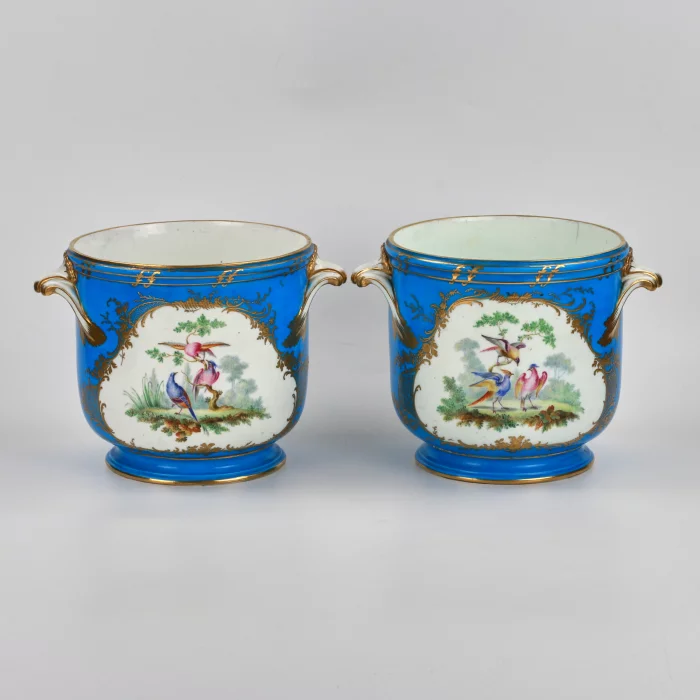 A pair of Sevres cachepots