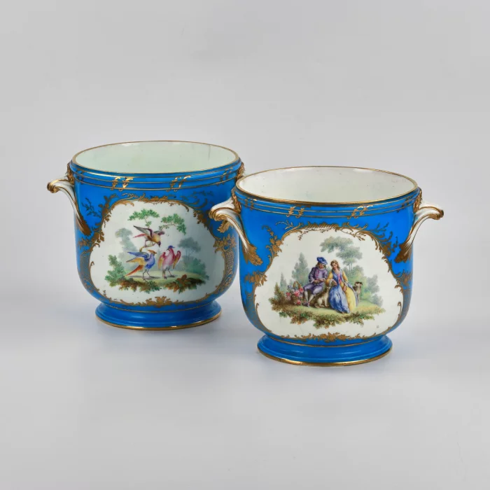 A pair of Sevres cachepots