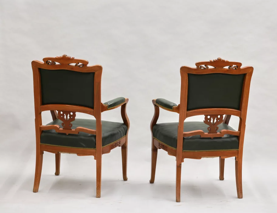 Two leather armchairs Art Nouveau
