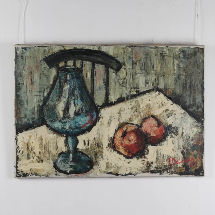 J. Delvaux. Nature morte avec un verre. 1961 annee.