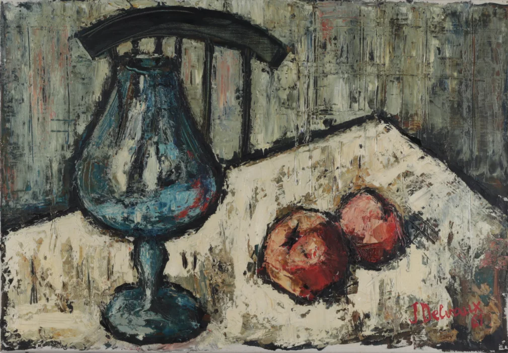 J. Delvaux. Nature morte avec un verre. 1961 annee.