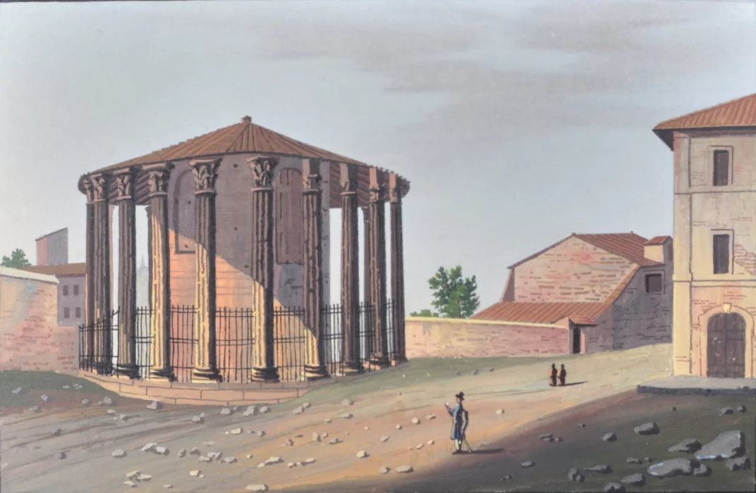 Aquarelle Vue du temple de Vesta.