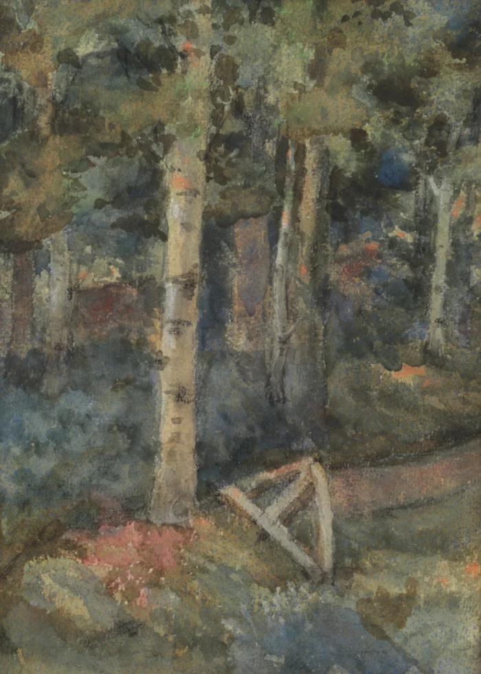 Dessin à laquarelle À la croix brisee. 1910 annee. Gustavs Šķilters (1874-1954). 