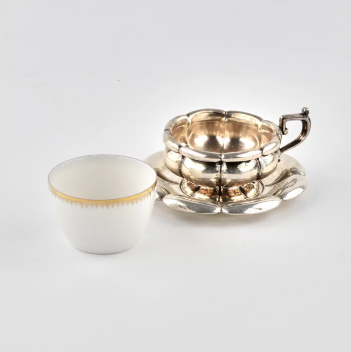 Service à cafe en porcelaine en argent. Annees 1920 