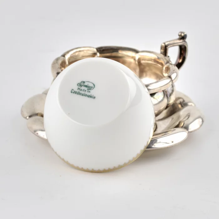 Service à cafe en porcelaine en argent. Annees 1920 