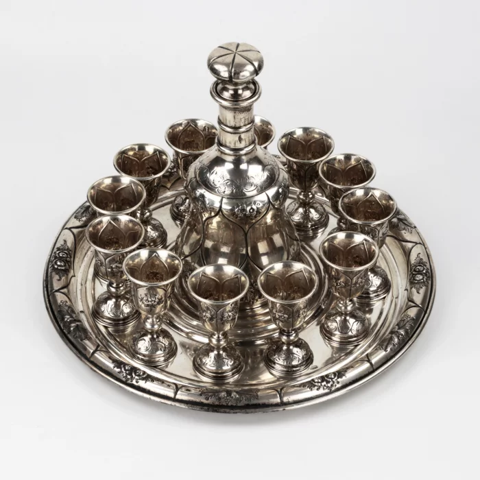 Silver vodka service for 12 persons. Tsarist Russia, 19th century. 