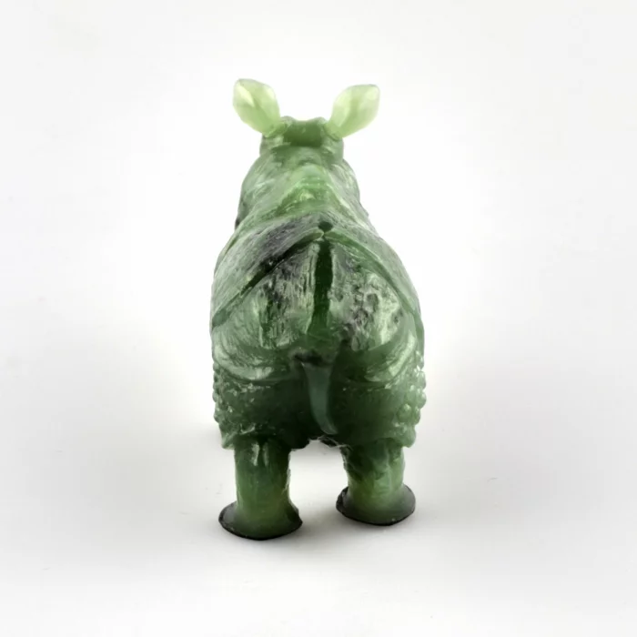 Stone-cut miniature Jade Rhinoceros in Faberge style 