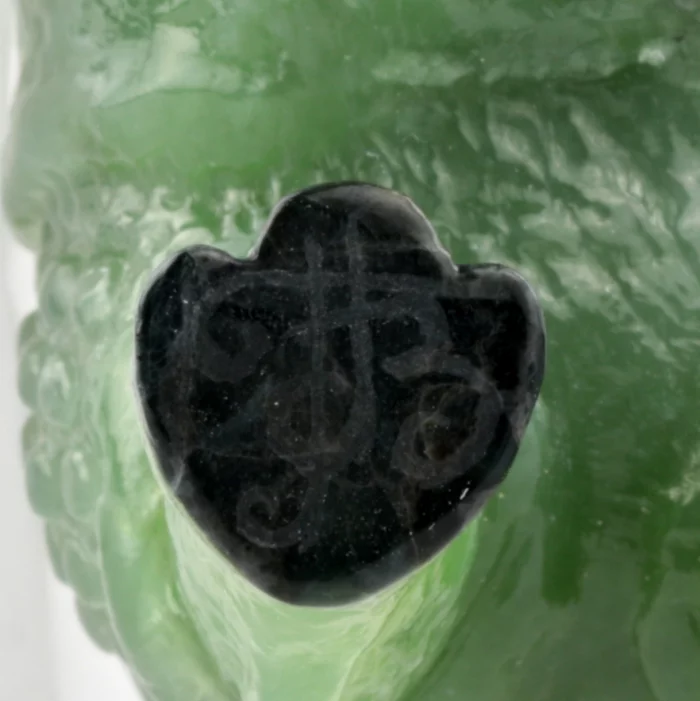 Stone-cut miniature Jade Rhinoceros in Faberge style 