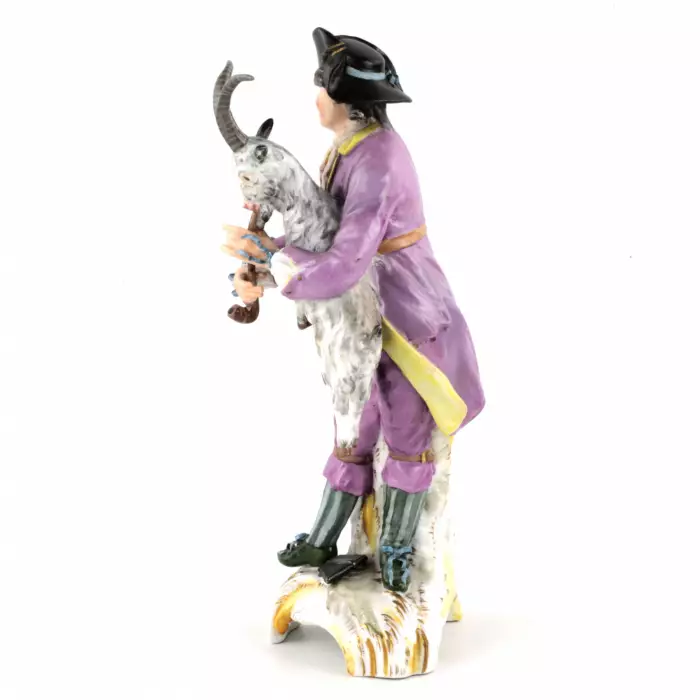 YOUTH WITH A GOAT SMOKING A PIPE. ALLEGORY OF AIR FROM THE SERIES “THE FOUR ELEMENTS”. KÖNIGLICHE PORZELLAN-MANUFAKTUR BERLIN (KPM). GERMANY, LATE 19TH CENTURY
