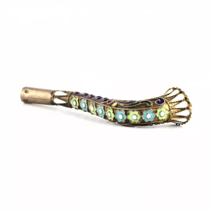 Bec en argent emaille cloisonne. Russie, annees 1920. 