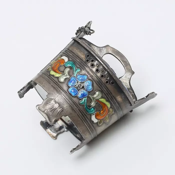 Miniature silver salt cellar with enamel. Øystein Balle, Norway. 