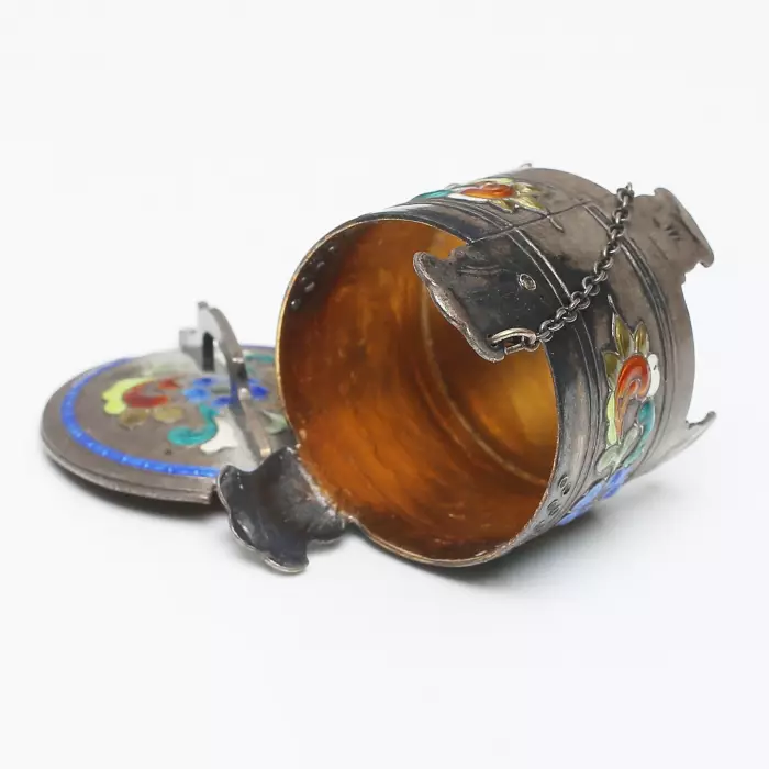 Miniature silver salt cellar with enamel. Øystein Balle, Norway. 