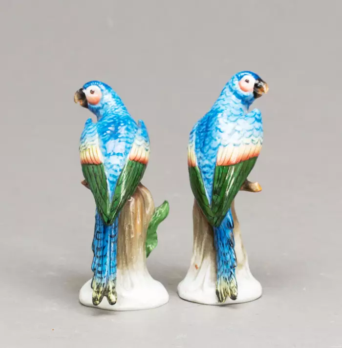 Couple de porcelaine Perroquets. Sitzendorf. 
