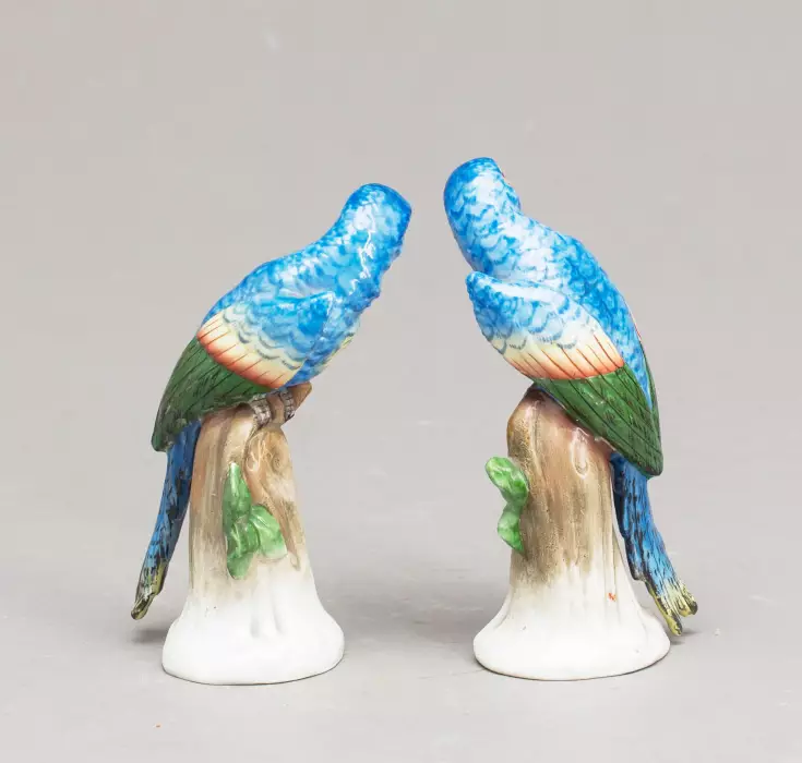 Couple de porcelaine Perroquets. Sitzendorf. 
