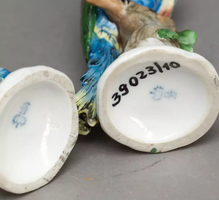 Couple de porcelaine Perroquets. Sitzendorf. 