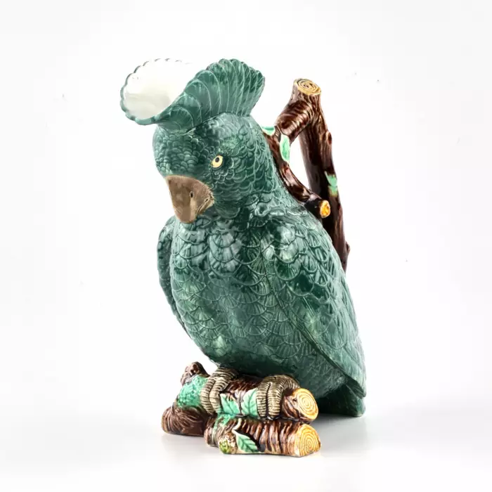 Parrot earthenware jug from the Kuznetsovs Tver factory.